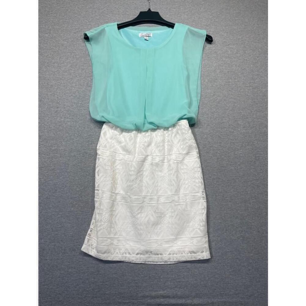 Women's Speechless XS Mint Green and White Dress